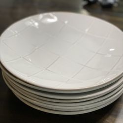 Dining Plates PIER 1 Set Of 8. White With Pattern