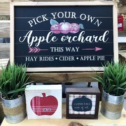 Farmhouse Fall Autumn Harvest Home Decoration Tabletop Signs & Plants Bundle Of 6