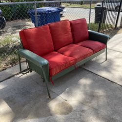 Vintage Metal Glider Couch w/ Cushions 