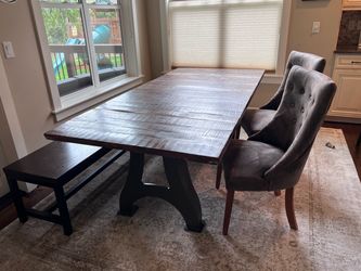 Rustic Wood Table with Industrial Base