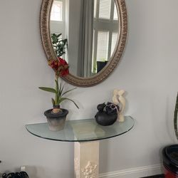 Glass With Mirror Console Entry Table