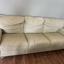 white creamy leather sofa  3 Seat free