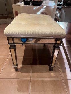 Horchow Claudia mirrored vanity stool bench