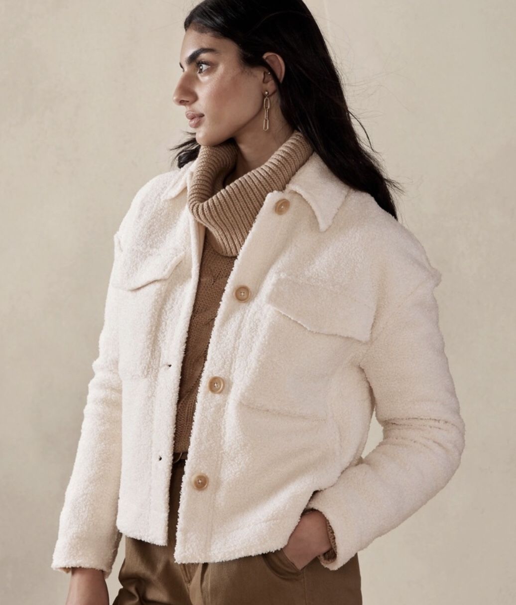Ivory Sherpa Jacket 🧥 M $20 Pick Up