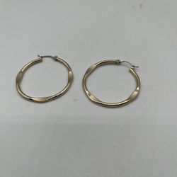 Hoop Round Earrings With Flat Design Areas- Fashion