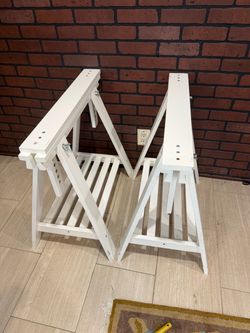 White Wooden Sawhorse Pair