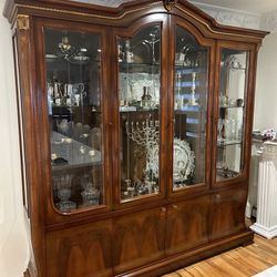 Gorgeous formal regal China cabinet breakfront