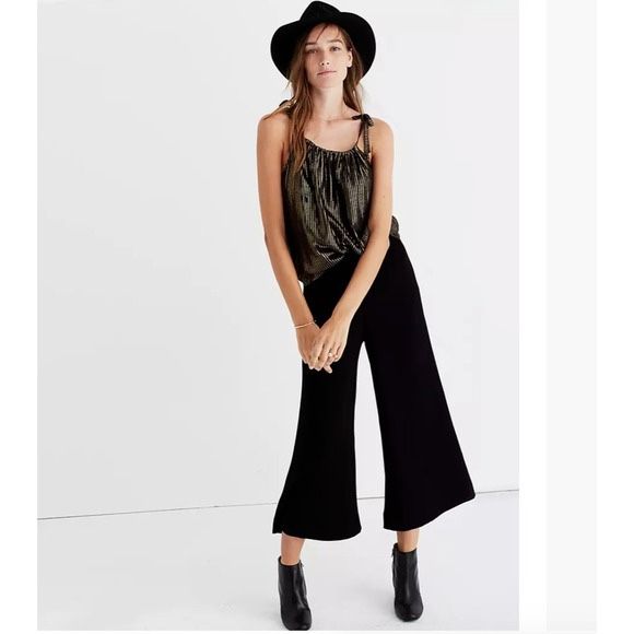 Madewell Women Wide Leg Cropped Crepe Pants Size 6 Pull On Office Minimalist