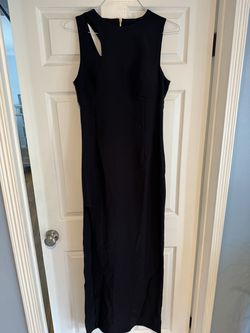 Maria Bianca Nero black sleeveless cut out shoulder formal dress