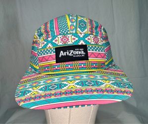 AriZona Iced Tea 5 Panel StrapBack Southwestern Aztec Camper Cap Hat - NWOT