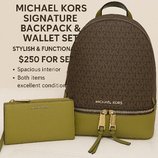 Michael Kors backpack and matching wallet set