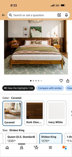 Mid-Century, Modern Solid Wood, Bedframe, And Nightstand Almost New
