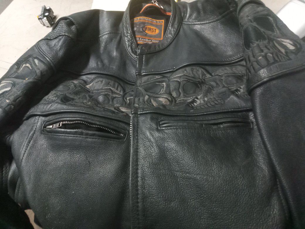 Leather Leather Motorcycle Jacket $100