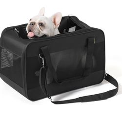 Cat Carrier Airline Approved - Dog Carrier for Small Dogs Collapsible Soft Side TSA Approved Travel Pet Carrier for Car, Black, 20x13x13