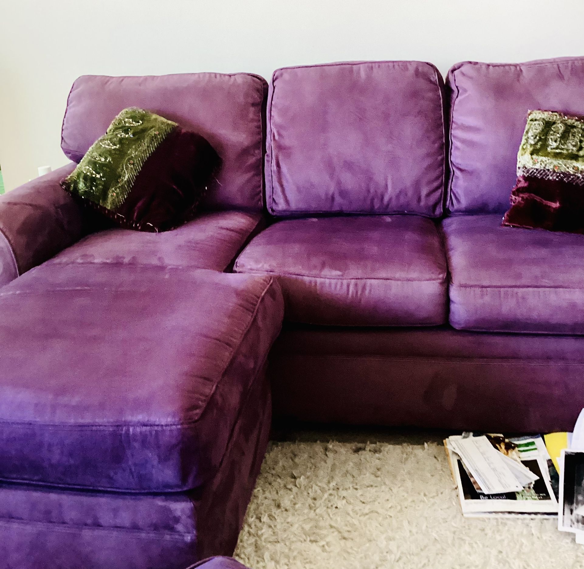 Rich Purple Sofa With Chaise
