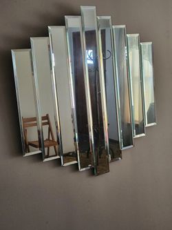 Vintage Art Deco Revival Beveled 9-Step Panel Mirror