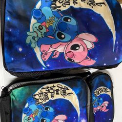 Stitch Backpack +lunch Box+pencil Case 
