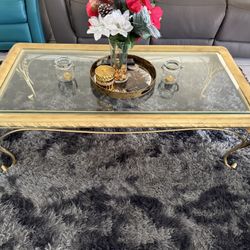 Elegant Victorian Gold Coffee Table And Gold End Table