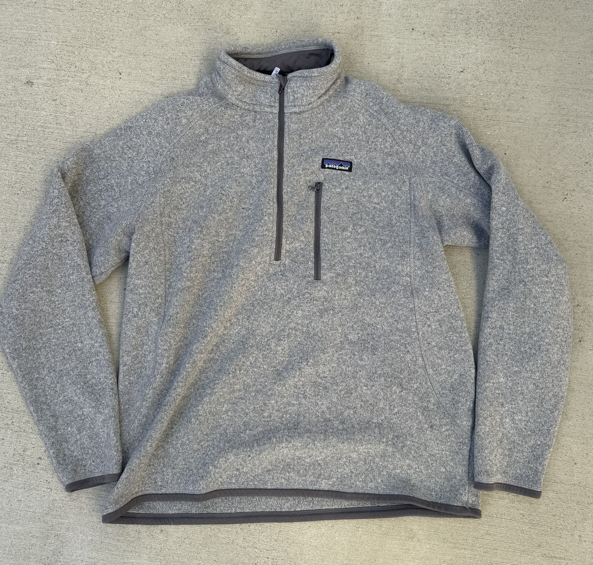 Patagonia Mens Better Sweater 1/4 Zip Fleece Size L Gray Pullover Hiking Warm