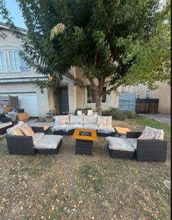 Brand New Patio Set Sunbrella Fabric Brand New High Quality Patio Furniture Set Fire Pit Propane 🆕🛺🚎🆕