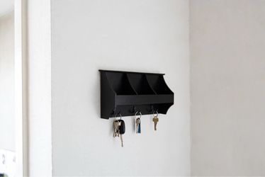 Black Wall-Mounted Key Holder with Shelf