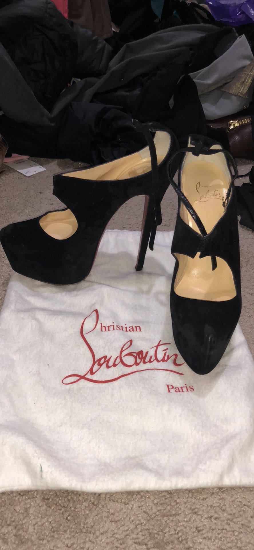 Authentic Christian Louboutin suede Platform heels shoes size EU 37 or US 6 1/2
