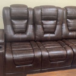 Brown power sofa recliner