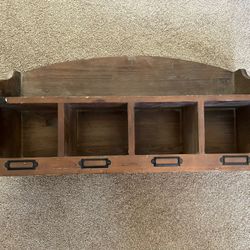Brown Wooden Rustic Vintage Wall Cubby Shelf Shelving
