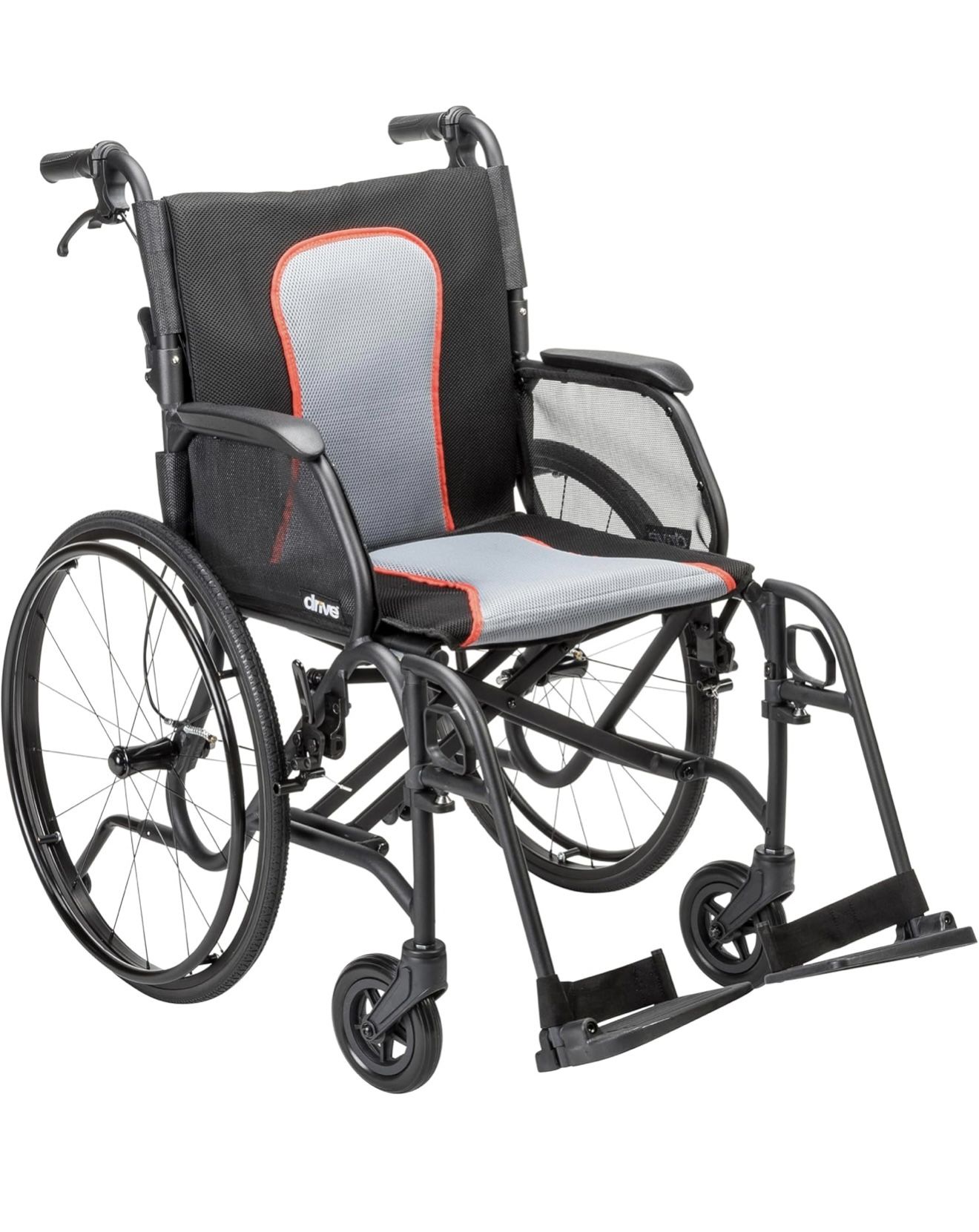 Drive Medical AeroFly Ultra-Lite Wheelchair, 18” Seat Width and Swing-Away Footrests, Lightweight Folding Travel Wheelchair, Easy to Carry 13.3 lb Fra