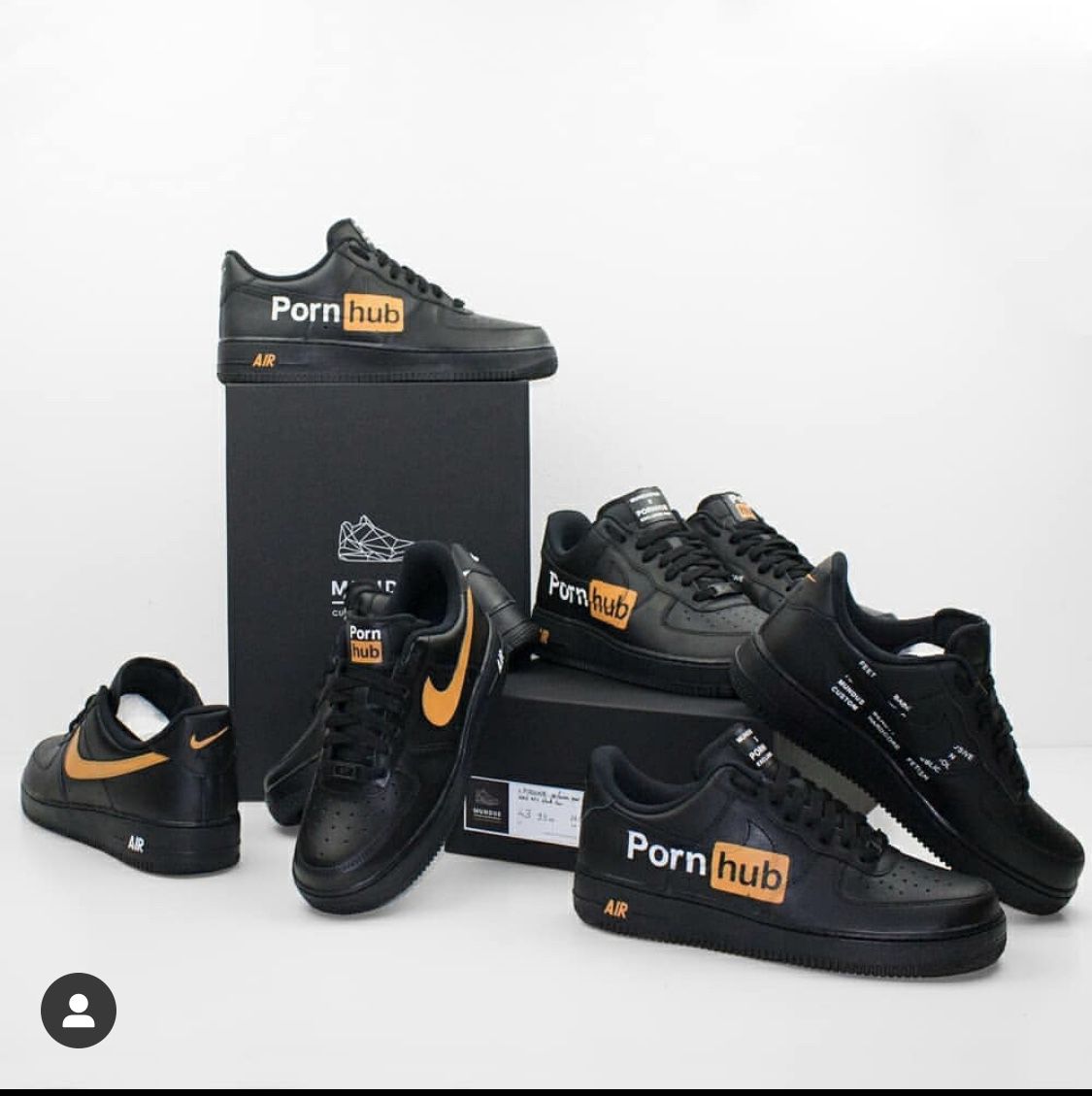 Pornhub Custom Nike Air Force 1 Shoes Black Low - Bandana Fever