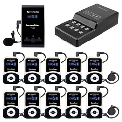 Retekess T130 Wireless Tour Guide System Transmitter & (10) T131 Receivers & Charging Base