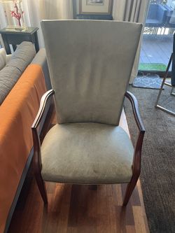 Hickory “Lolling” Chair - Mahogany/Green leather/suede