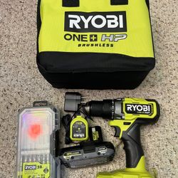 *NEW* Ryobi 18V One+ HP High performance 1/2”    Brushless Drill Kit With (2) 2.0Ah HP batteries