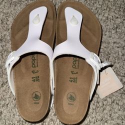 NWT SIZE 41 Papillio by Birkenstock Gizeh Flex Platform Sandal White Unisex Women's Size 10-10.5 & Mens Size 8-8.5