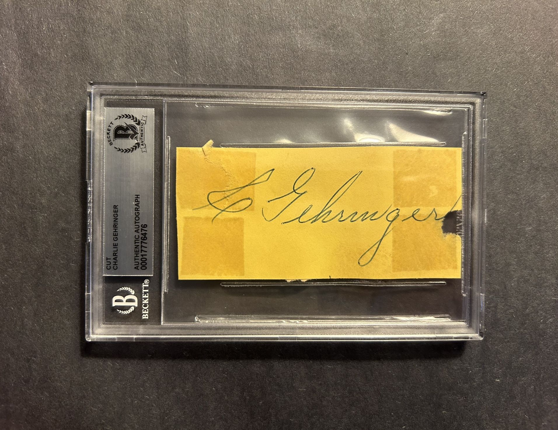 Charlie Gehringer Cut signature. Beckett Authenticated Autograph. Negotiable