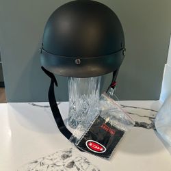 New HCI Matte Black Half Helmet Size S