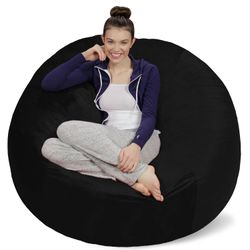 Sofa Sack 5 ft Microsuede Bean Bag Chair, Black Black - XL