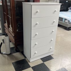 Chest 5 Drawers White Color New 