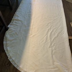 Very Large Fabric Tablecloth 86 Inches By 131 Inches In Ivory Color, Rectangular Shape, Hemmed Edges