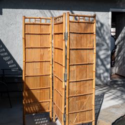 Vintage rattan folding screen