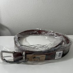 Stussy Brown Leather Argyle Stitch Brown Belt 