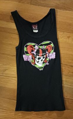 Lucky 13 Psycho Mujer True Love Skull Tank Top Vintage Y2K Mall Goth