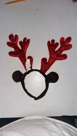 Reindeer headband with red sparkly antlers
