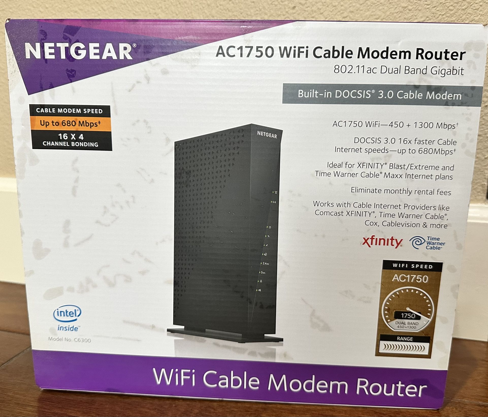 NETGEAR - Dual-Band AC1750 Router with 16 x 4 DOCSIS 3.0 Cable Modem - Black