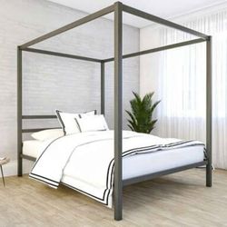 Modern Queen Canopy Bed Frame - Excellent Condition - Pickup Only
