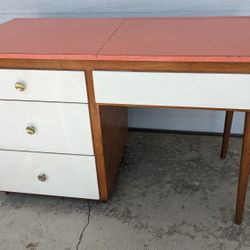 Mid Century Wood Desk Makeup Table Laminate Swing Top