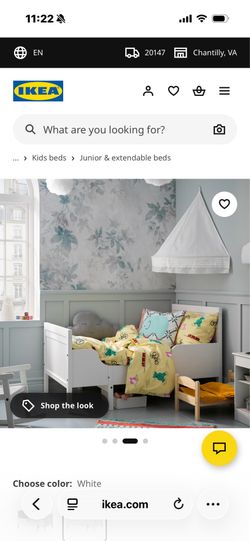Extended kids bed frame, white