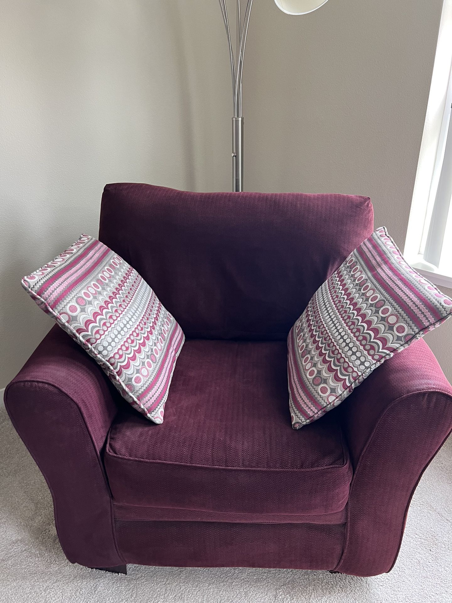 Accent armchair - burgundy corduroy upholstery