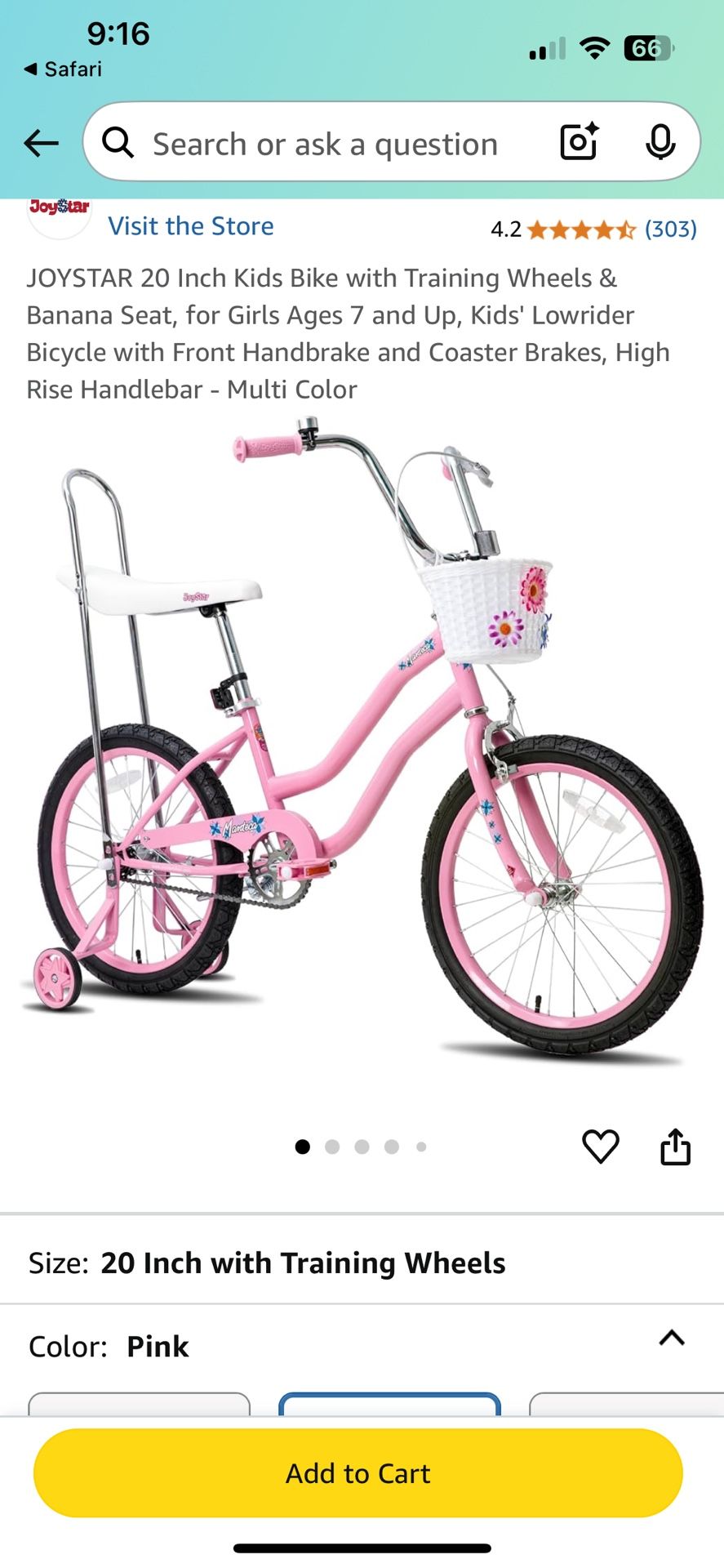 Brand New Girls Pink Joy Star Bike.