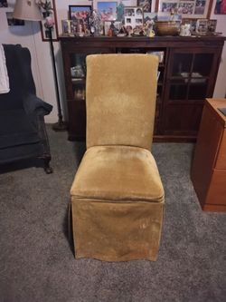 Gold Velvet Skirted Accent Chair